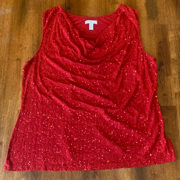 Charter Club Tops - Charter Club Top 1X Sparkling Red Sleeveless Cowl Neck Drape Blouse
